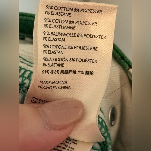 Anthropologie Maeve • NWT The Cigarette Slim Trouser Green Printed Heart Jean 26 - Picture 11 of 12